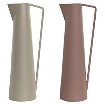 Jarrón DKD Home Decor Beige Rosa Hierro 12 x 10 x 35 cm (2 Unidades)