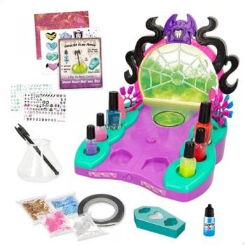Monster High - Estudio de uñas glam con tocador, incluye 4 esmaltes de uñas, pegatinas, pintauñas que cambian de color, nail art y es un juguete para niñas a partir de 8 años