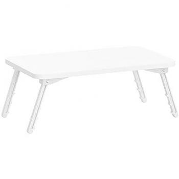Mesa Plegable para Ordenador y Desayuno en Cama y Sofá, Blanca 60 x 36 x 24 cm
