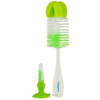 BabyOno 2-in-1 Self-Standing Bottle and Nipple Brush with Suction Cup - Grey