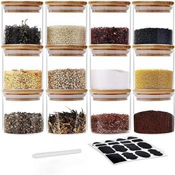GoMaihe 150ml Tarro de Vidrio de Almacenamiento, 12 PCS Tarros de Cristal para Conservas Envases Cristal Alimentos, Tarro de Granos de Café Espaguetis Recipiente Hermetico Tarros de Cristal con Tapa