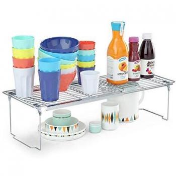 HapiRm Organizador Cocina Estantes Armarios Organizador, Organizador Armarios Cocina Extensible Almacenamiento Estantería, Organizador de Cocina para Baño y Cocina, Plata