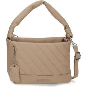Bolso Bandolera Pepe Jeans Kylie Taupe con Detalles en Cuero Vegan Friendly