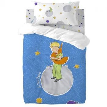 Juego de Funda Nórdica HappyFriday Le Petit Prince Multicolor para Cuna de Bebé 2 Piezas, 100% Algodón, Tamaño 100x120 cm