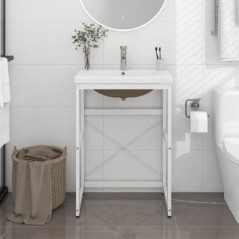 Estructura de baño con lavabo incorporado hierro blanco vidaXL