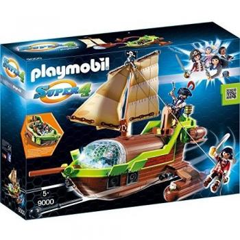 PLAYMOBIL-Pirata Camaleón con Ruby y un Barco Personajes de la serie Super 4, multicolor, 51,5 x 14,2 x 38,5 cm 9000