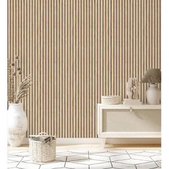 Papel Pintado de Listones de Madera Natural Imitando Panel de Palillería Decorativo - Oak Orbit 682815 - Rollo 10 m x 0,53 m
