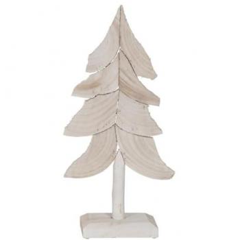 BigBuy Christmas Árbol de Navidad Blanco Madera de Paulonia 29 x 12 x 62 cm - Figura Decorativa - Decoración Única