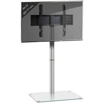 Soporte para TV Alani - Plata/Cristal Claro, sin Estante Intermedio, medidas 100x60x45 cm, capacidad 40 kg
