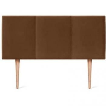 Cabecero de Terciopelo Modular Liso 110x105cm con Patas de Madera, Diseño Moderno y Acolchado para Cama Lujo en Marrón