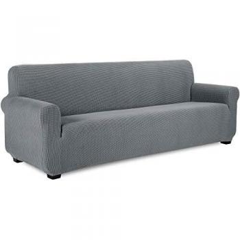 TIANSHU Funda de sofá 4 plazas Tejido Jacquard de poliéster y Elastano Fundas de sofá Suaves duraderas（4 plazas，Gris Claro）
