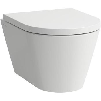 Inodoro suspendido Laufen Kartell Compact, sin reborde, color blanco, dimensiones 490x370x285 mm, sistema de limpieza LCC