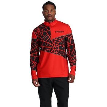 Camiseta de manga larga Spyder Vital Half Zip roja y negra para hombre, talla M