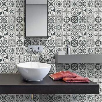 Ambiance Sticker col-tiles-RJ-A858_15x15cm Pegatinas de Pared, Acrílico, Multicolor, 60 x 90 cm
