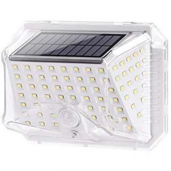 Aigostar - Luz solar exterior con sensor de movimiento PIR, luz blanca 6500K, 150 lumen, protección IP65. Uso como luz de seguridad, para pared, garaje etc
