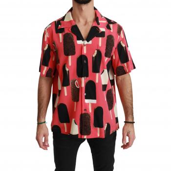 Dolce & Gabbana Elegant Ice Cream Print Silk Shirt