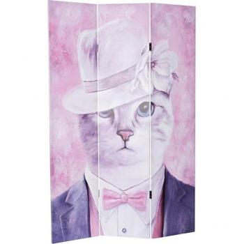 Biombo DKD Home Decor Gato Lienzo 120 x 2,5 x 180 cm Pino