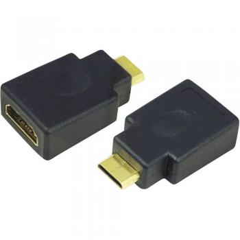 Adaptador HDMI Mini C a HDMI A LogiLink AH0009 con conectores dorados, color negro