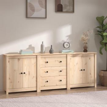 Aparador de madera maciza de pino 210x35x80 cm, Mueble de Almacenaje de Salón, Armarios con Puertas, Cajón de Madera, Buffet para salón Moderno, Armario Auxiliar