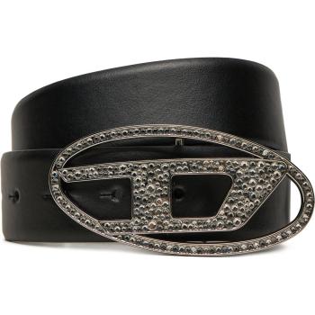 Diesel Black Leather Crystal Belt for Women, 80 CM Size