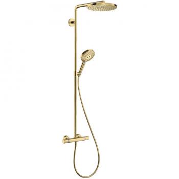 Hansgrohe Raindance Select S 240 Showerpipe con Thermostato y Chorro PowderRain en Oro Pulido