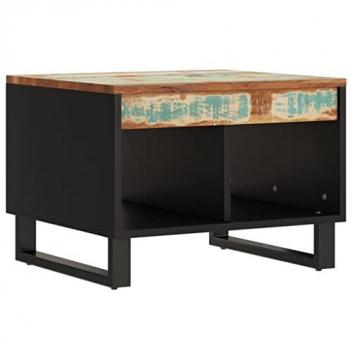 Mesa de centro de madera maciza reciclada 55x50x40 cm Multicolor