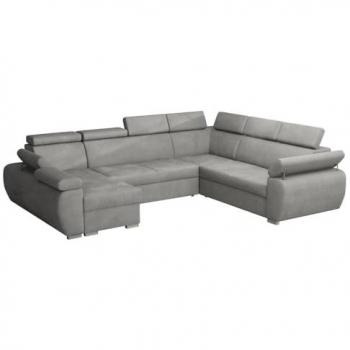 Sofá rinconero Columbus 134 gris con función de descanso y caja de ropa de cama, dimensiones 325x260x85cm
