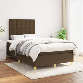 Cama box spring suave con colchón marrón oscuro 120x200 cm Tela