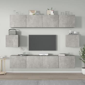 Set de muebles de TV 6 piezas madera contrachapada gris hormigón