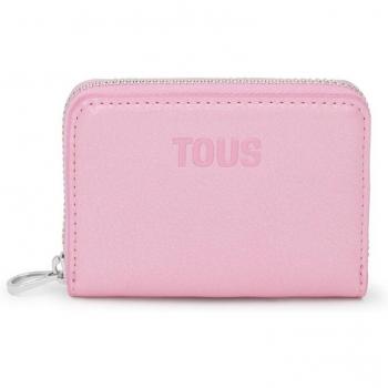 Tous - Monedero de mujer New Dorp mediano, color rosa, con diseño elegante, fabricado en piel de alta calidad, cierre de cremallera, múltiples compartimentos para tarjetas y billetes