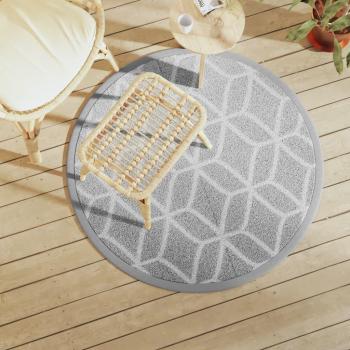 Alfombra de exterior PP gris Ø120 cm