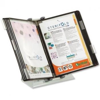 Soporte de mesa antibacteriano Tarifold Sterifold con 10 paneles A4, color negro