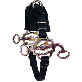 Amesbichler 3 Anillo Barroco Hackamore Flexi con Trajes de latón, 3 Anillos en la Nariz Banda