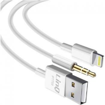Cable 2 en 1 para iPhone con Carga Rápida y Audio de 1,20 m - LinQ Blanco