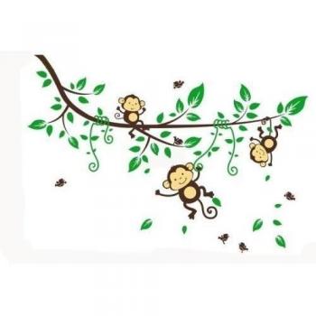WallStickers Decal Three Monkey climb on the vine wall sticker for kids