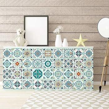 Ambiance Sticker col-tiles-mob-RJ-A762_20x20cm Pegatina de Pared, Vinilo, Modèle 10, H120 x L200 cm