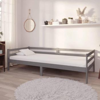Sofá cama con colchón 90x200 cm de madera de pino maciza gris