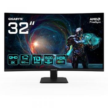 Monitor Gaming GIGABYTE GS32QCA 31.5 Curvo QHD 2560x1440, 180Hz, 1ms, FreeSync, HDR Ready