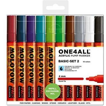 Marcadores Molotow One4All 227HS Básico 2 Recargables de 4 mm Blíster con 10 unidades