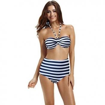 zeraca Talle Alto de la mujer Push Up Bandeau Traje de bano Bikini Sets