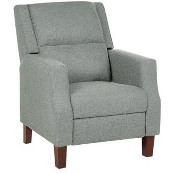 Silla Reclinable Retro Egersund Tapizada en Tela Verde con Respaldo y Reposapiés Ajustables Manualmente