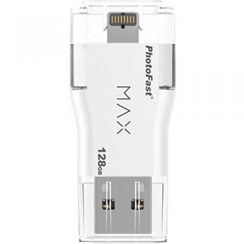 PhotoFast i-FlashDrive Max - Memoria USB 3.0 de 128 GB con conector Lightning, color blanco