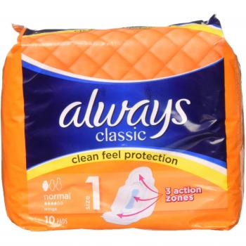 Always, Classic Sanitary Towels Normal Wings, Pads, 10 Count,