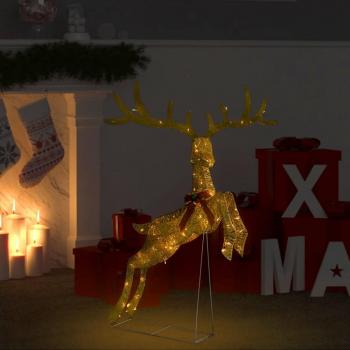 Reno decorativo de Navidad dorado con 120 LEDs blanco cálido