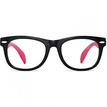 Niños Gafas Bloqueo Luz Azul Hijos Anteojos Anti Fatiga Visual Para Computadora,Teléfonos,TV,Vídeo,Juego Niñas Chicos Marco Negro Templo Rojo