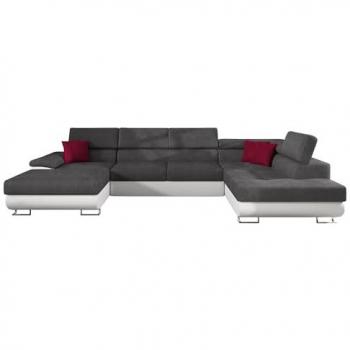 Sofá rinconero Comfivo 190 con función de descanso, caja de ropa de cama, dimensiones 345x202x71cm, color gris