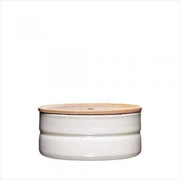 Tarro de Almacenaje Riess 615 ml con Tapa de Madera de Fresno, Esmalte Blanco Puro