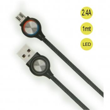 Cable Micro USB a USB 2.0 2.4A con Indicador LED de Datos y Carga Ultra Rápida QY-W081