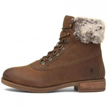 Hush Puppies Effie Women's Brown Faux Fur Memory Foam Boots - Size UK 8