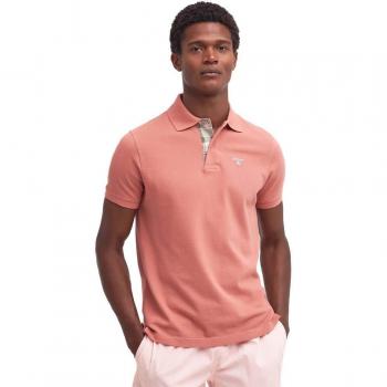 Barbour Men's Pink Clay Tartan Pique Polo Shirt - Size M